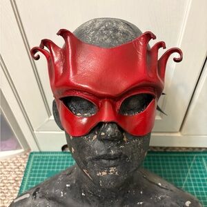 Red Leather Masquerade Mask